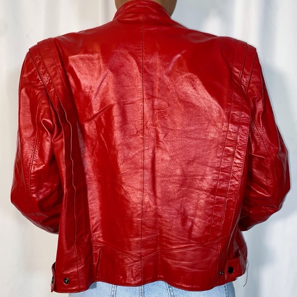 Vintage Mode Speciale Red Leather Jacket (size 40) - Picture 5 of 5